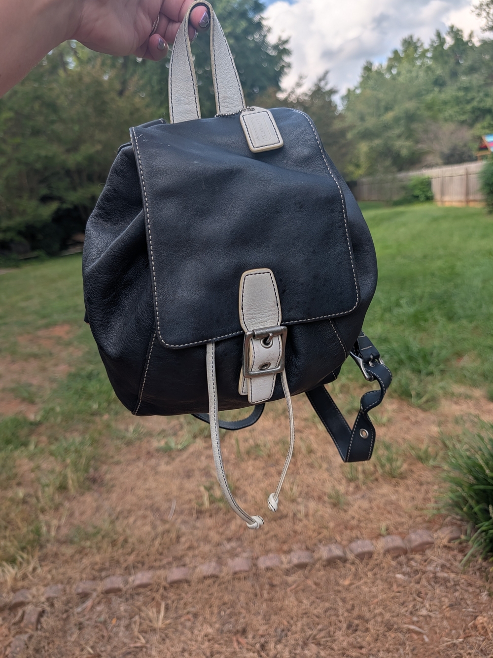 Vintage Coach Leather Drawstring Backpack